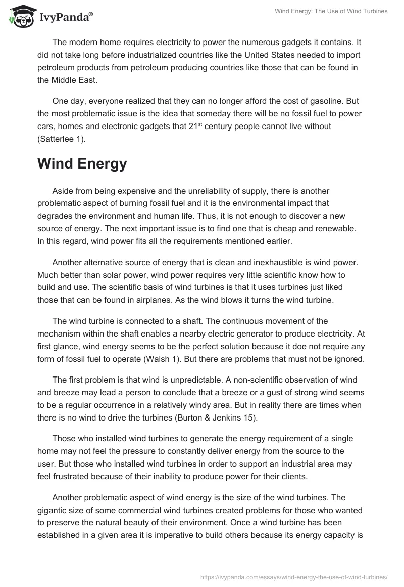 Wind Energy: The Use of Wind Turbines. Page 2