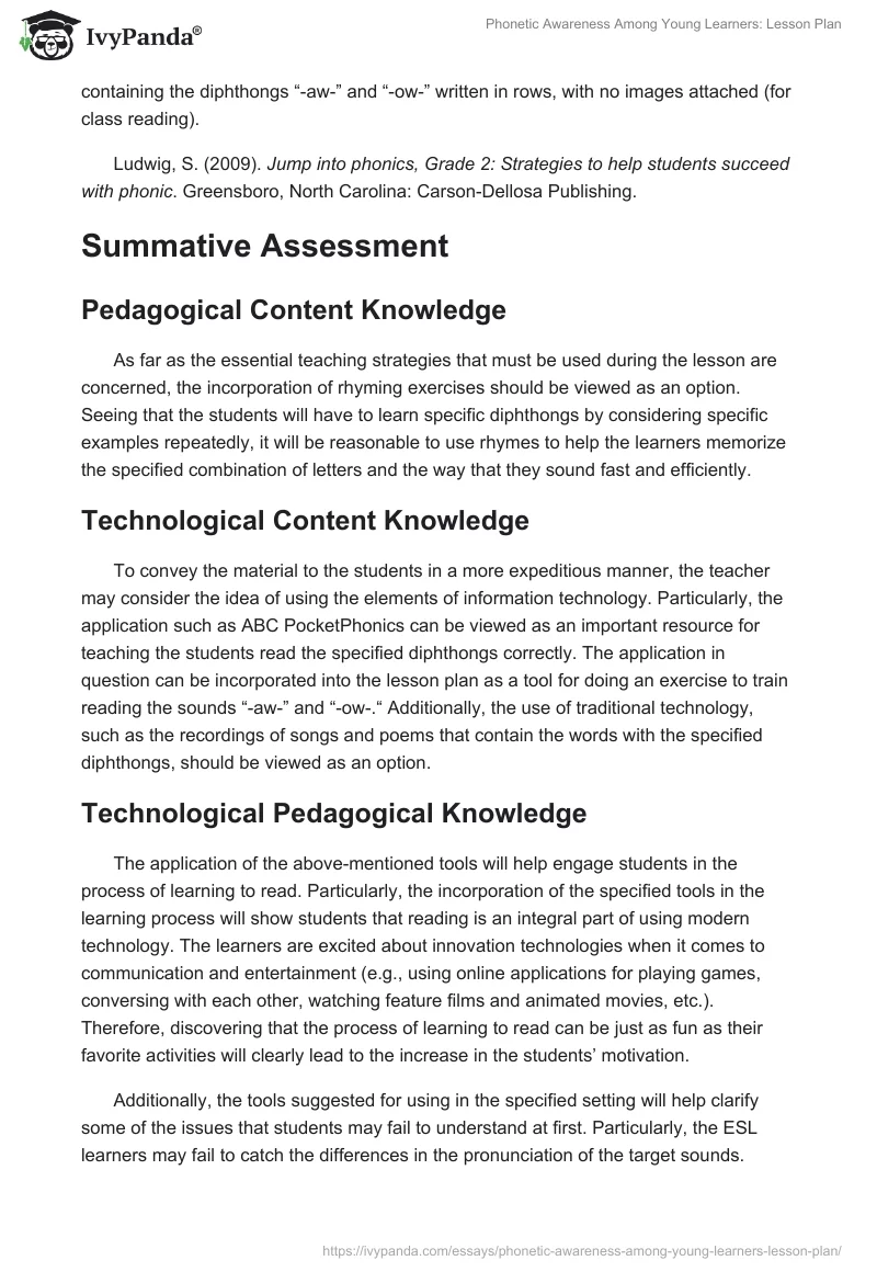 Phonetic Awareness Among Young Learners: Lesson Plan. Page 3