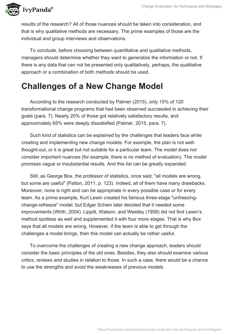 Change Evaluation, Its Techniques and Strategies. Page 2