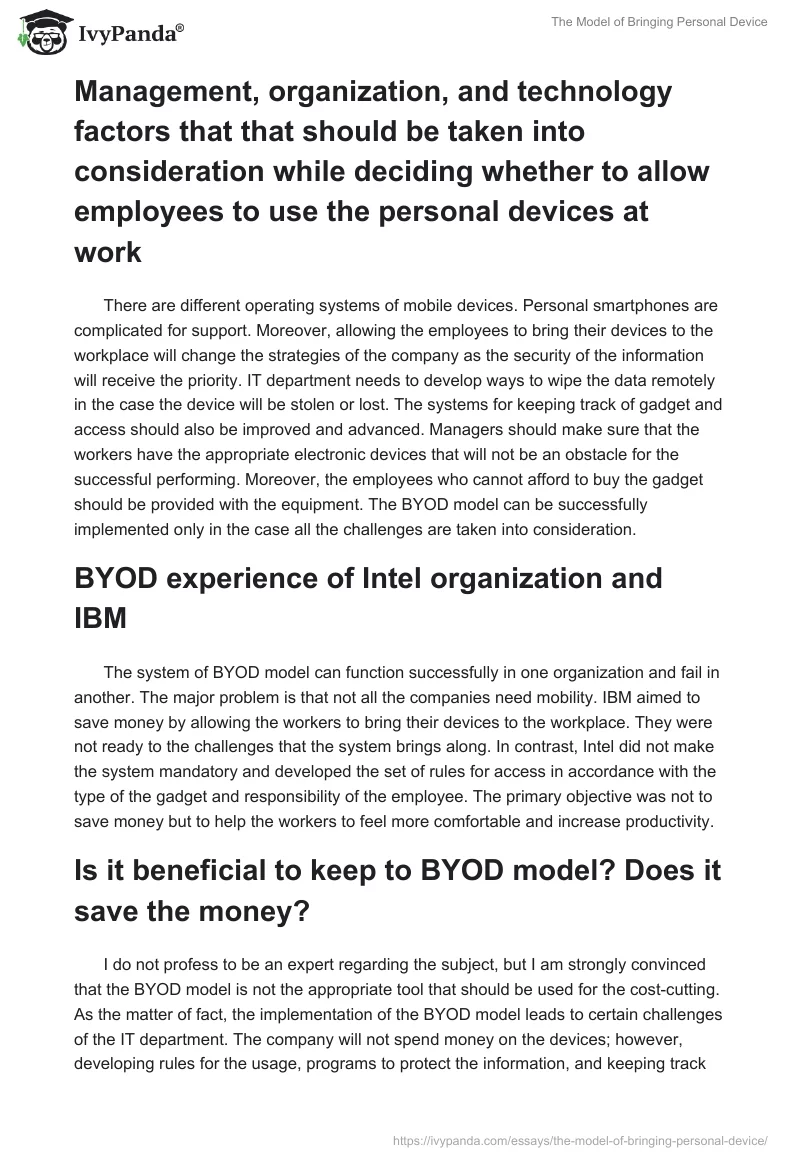 The Model of Bringing Personal Device. Page 3