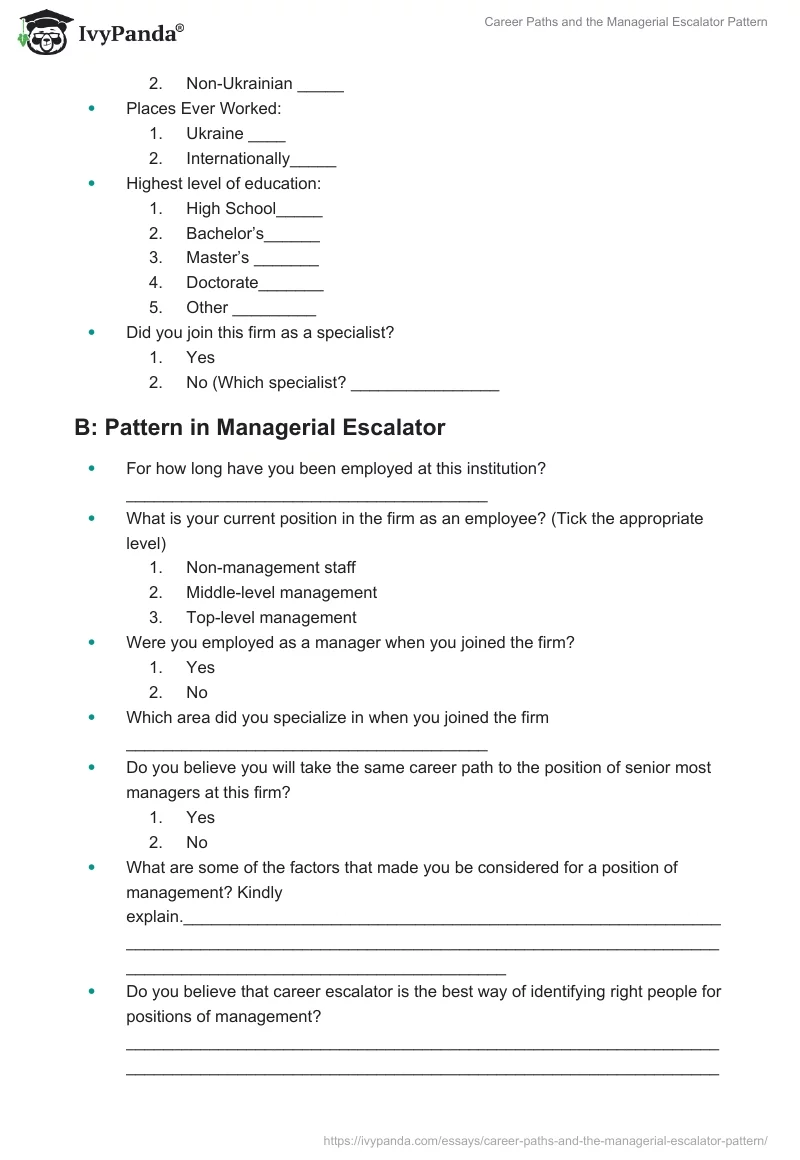 Career Paths and the Managerial Escalator Pattern. Page 5