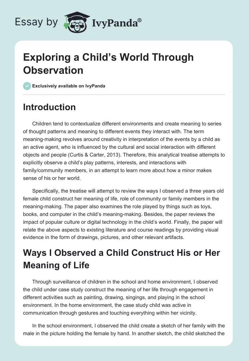 Exploring a Child’s World Through Observation. Page 1
