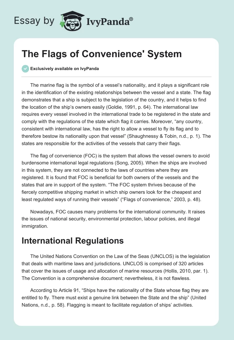 The Flags of Convenience' System. Page 1