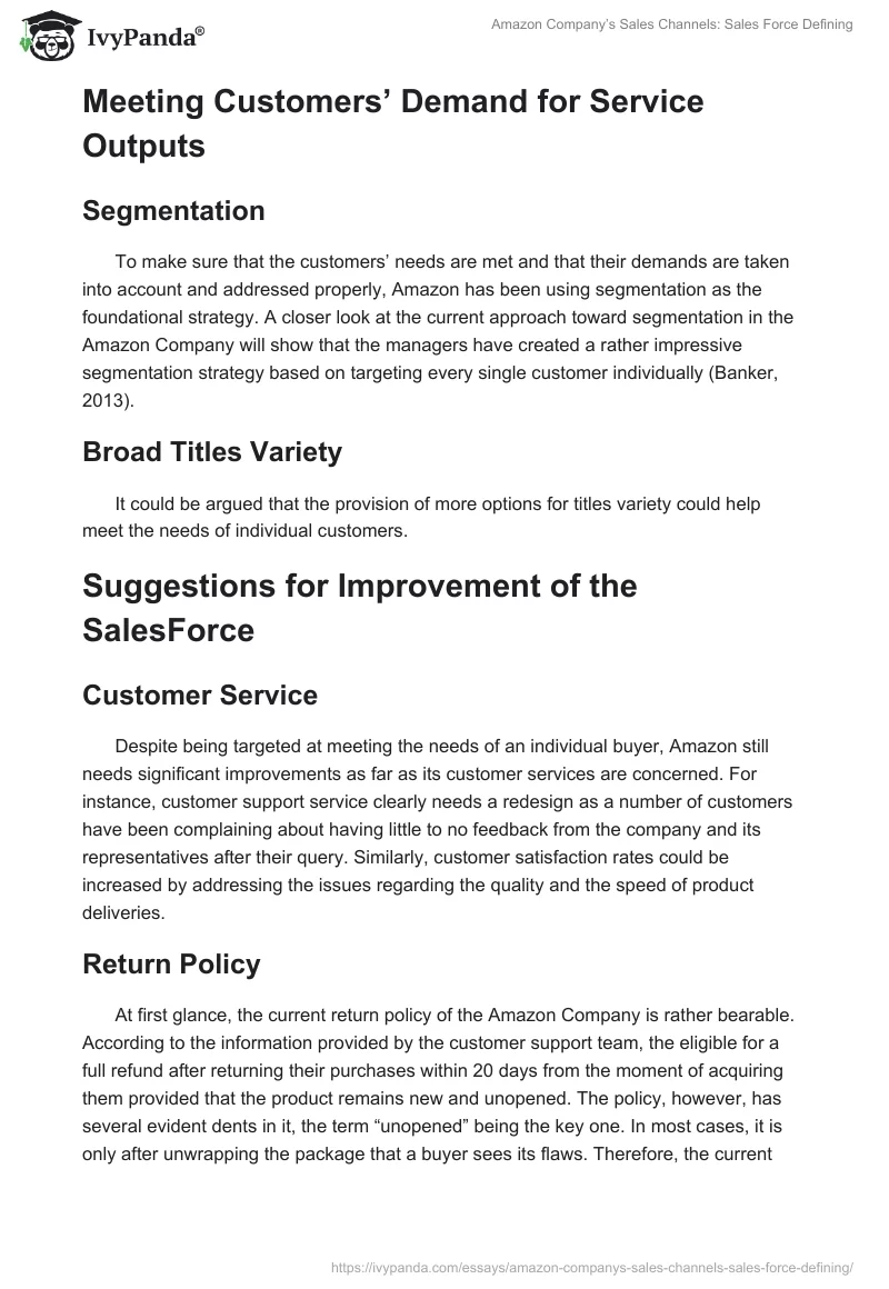 Amazon Company’s Sales Channels: Sales Force Defining. Page 5