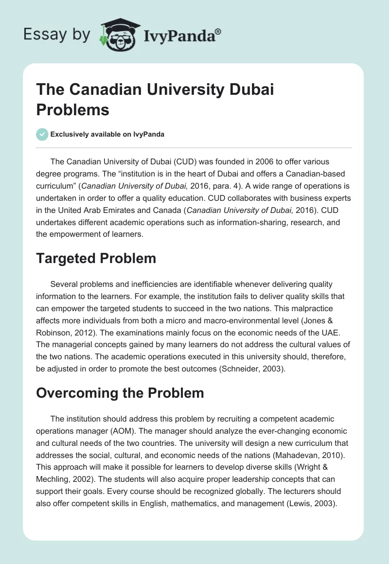 The Canadian University Dubai Problems. Page 1