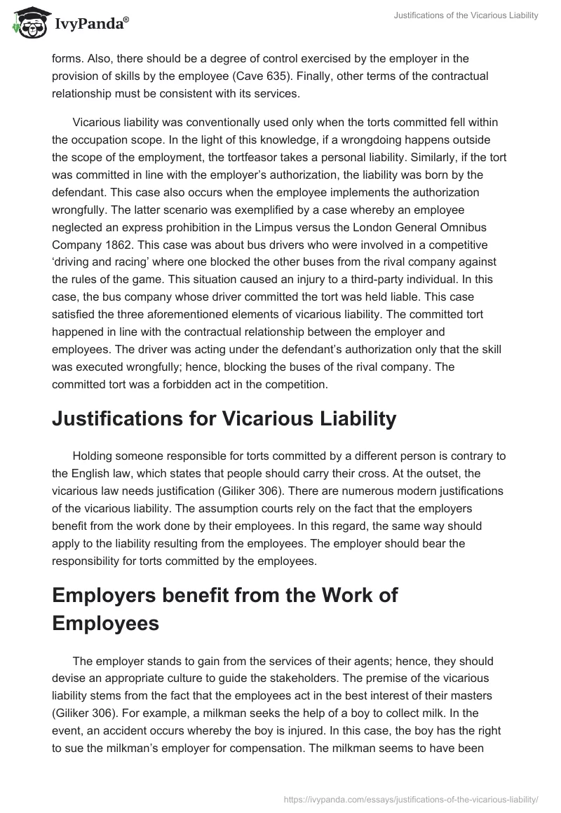Justifications of the Vicarious Liability. Page 2