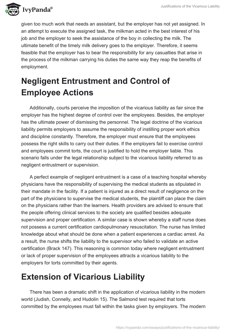 Justifications of the Vicarious Liability. Page 3