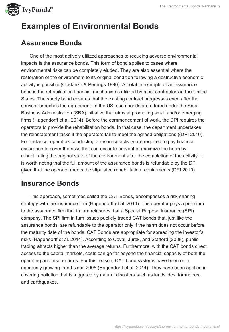 The Environmental Bonds Mechanism. Page 2