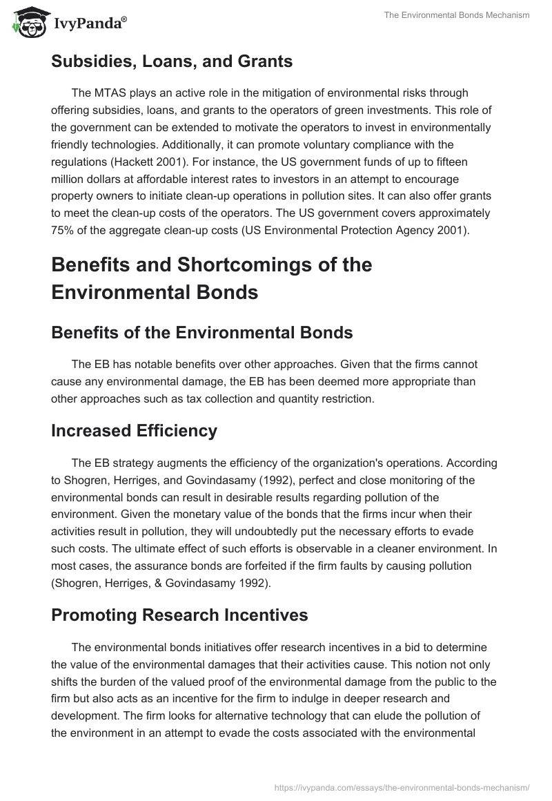 The Environmental Bonds Mechanism. Page 4