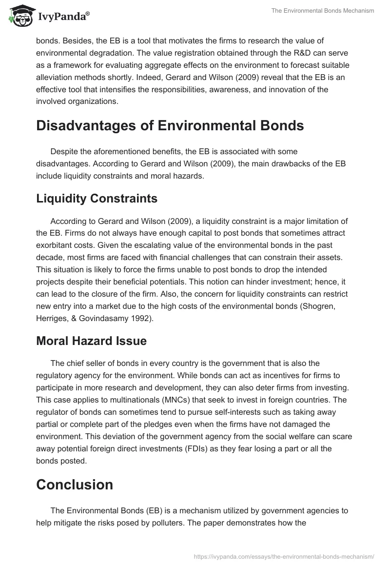 The Environmental Bonds Mechanism. Page 5