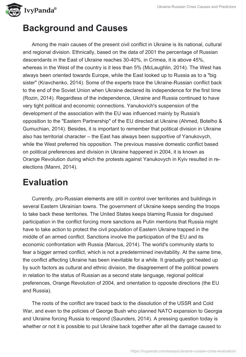 Ukraine-Russian Crisis Causes and Predictors. Page 3