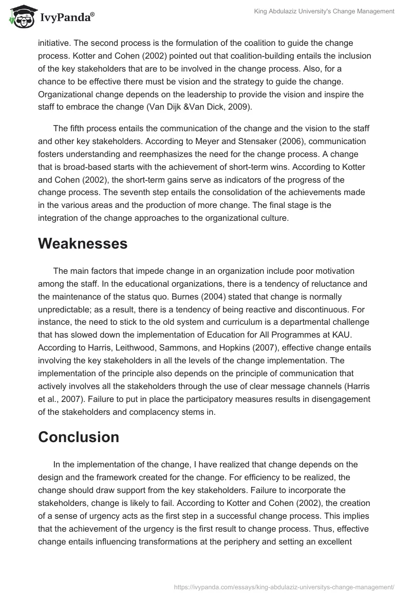 King Abdulaziz University's Change Management. Page 3