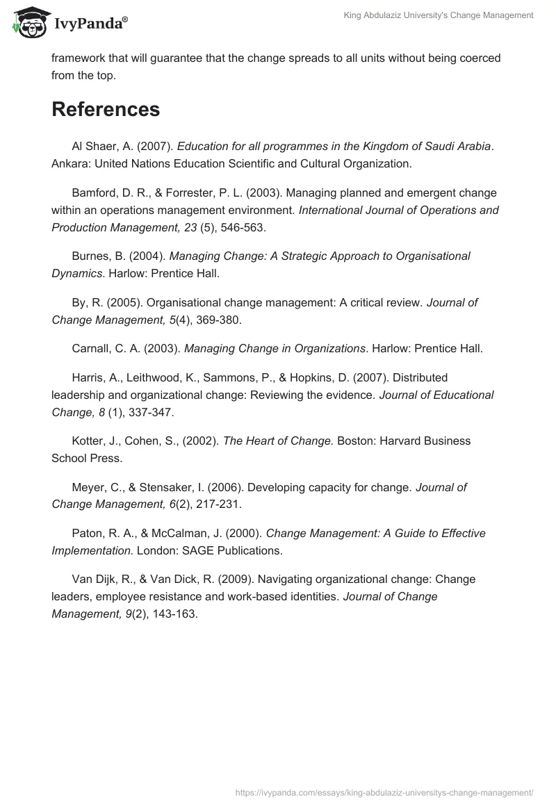 King Abdulaziz University's Change Management. Page 4