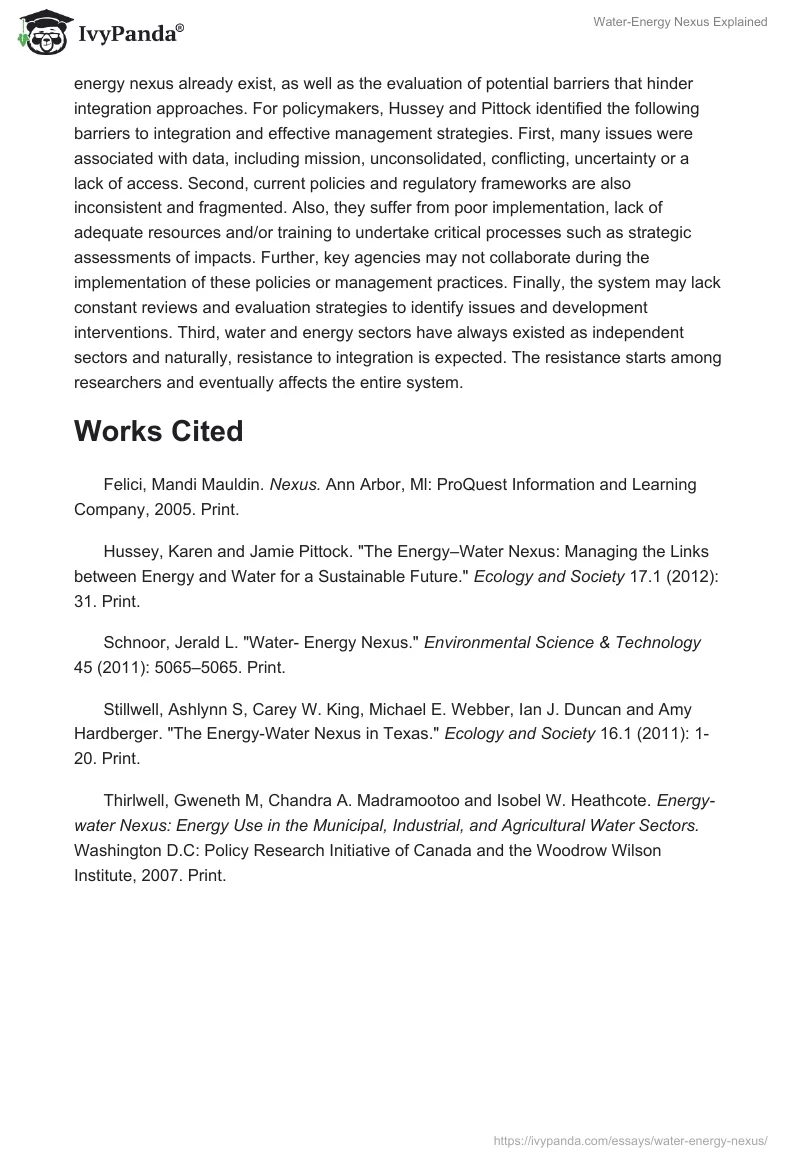 Water-Energy Nexus Explained. Page 4