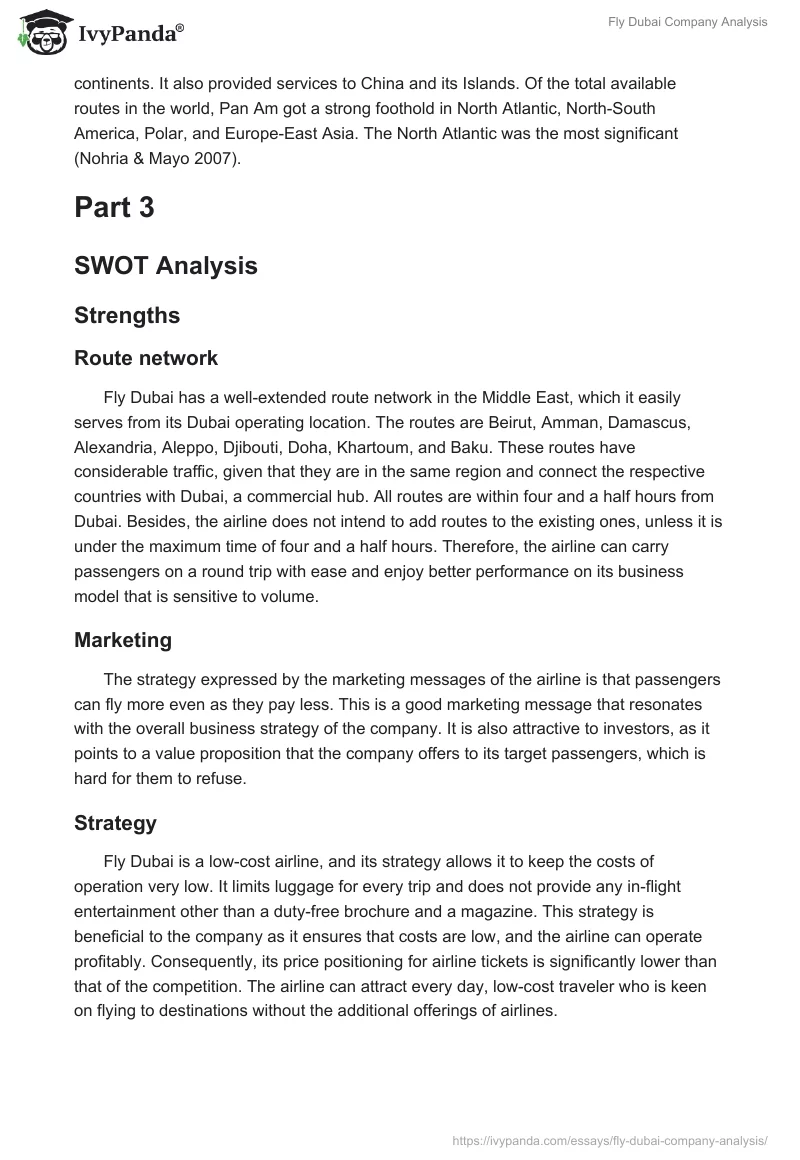 Fly Dubai Company Analysis. Page 5