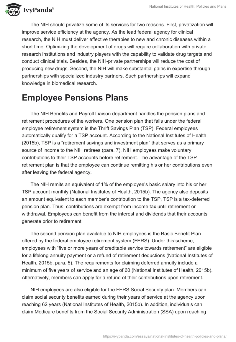 National Institutes of Health: Policies and Plans. Page 3