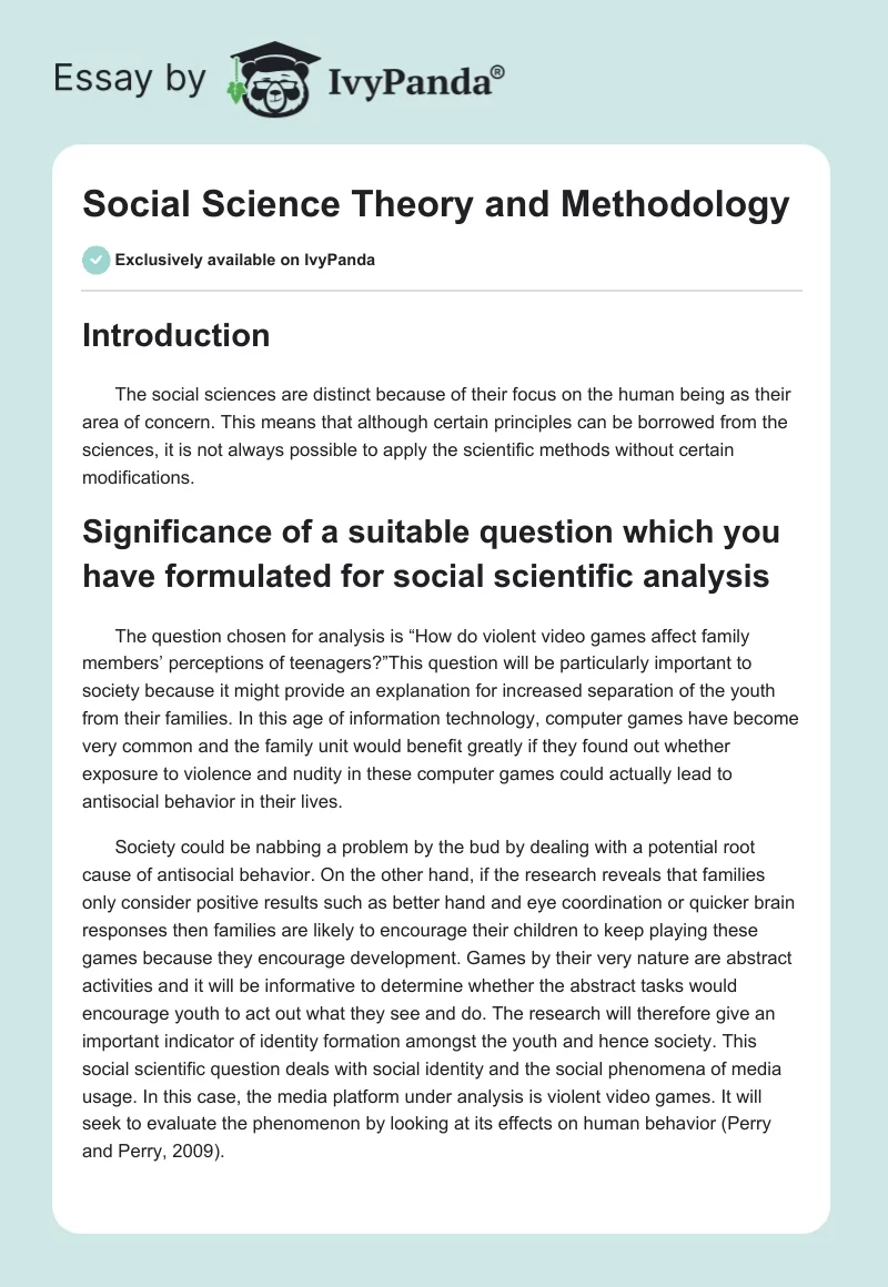 Social Science Theory and Methodology. Page 1