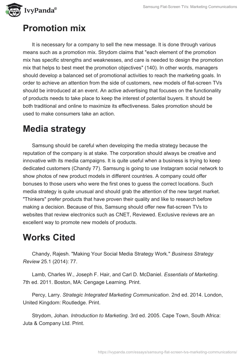Samsung Flat-Screen TVs: Marketing Communications. Page 2