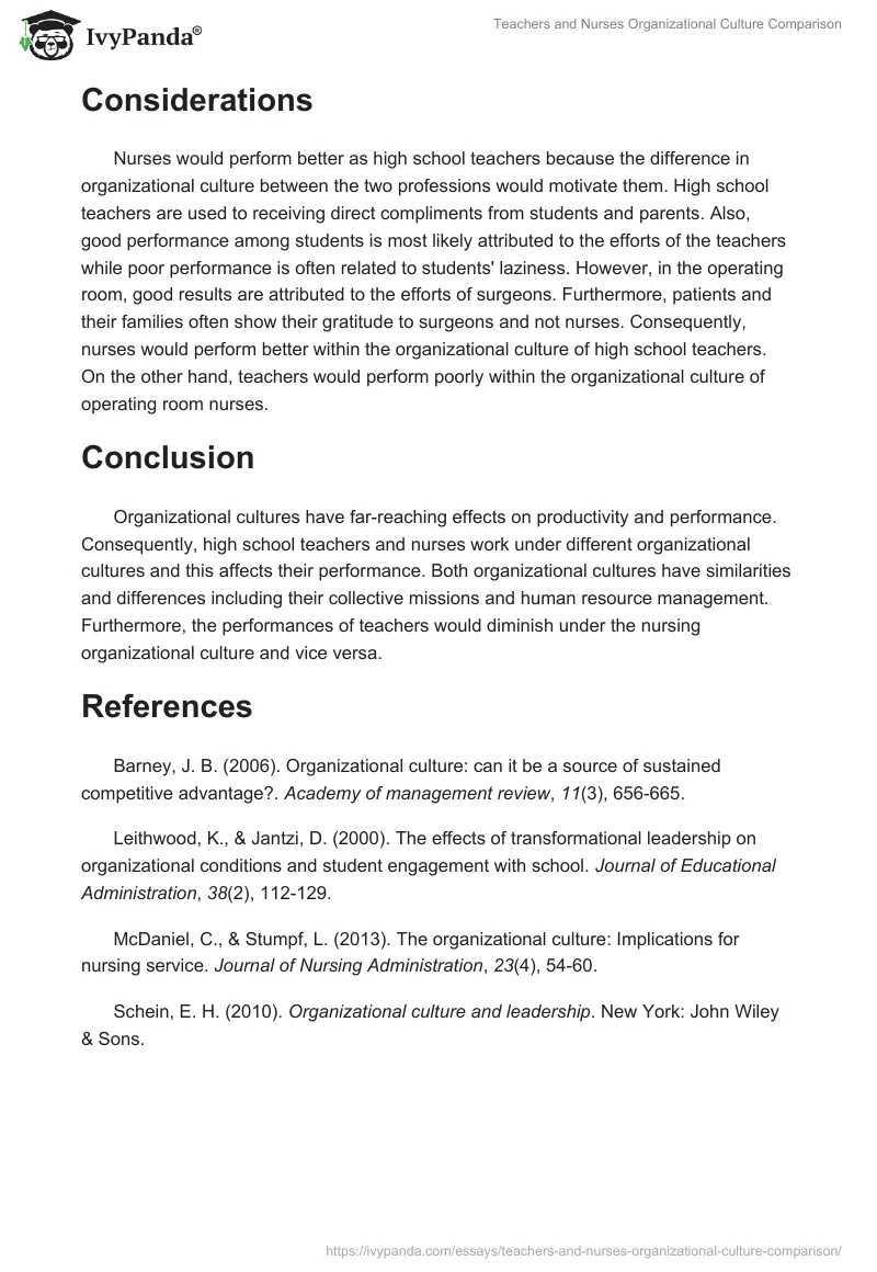 Teachers and Nurses Organizational Culture Comparison. Page 3