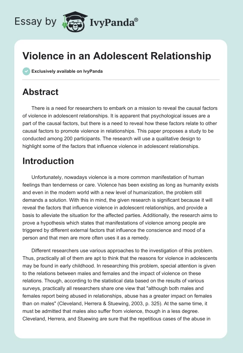 Violence in an Adolescent Relationship. Page 1