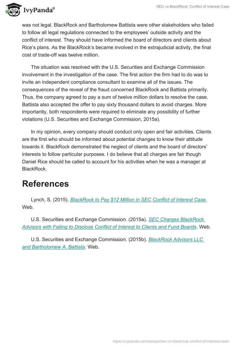 SEC vs BlackRock: Conflict of Interest Case. Page 2