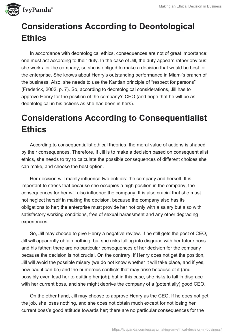 Making an Ethical Decision in Business. Page 2