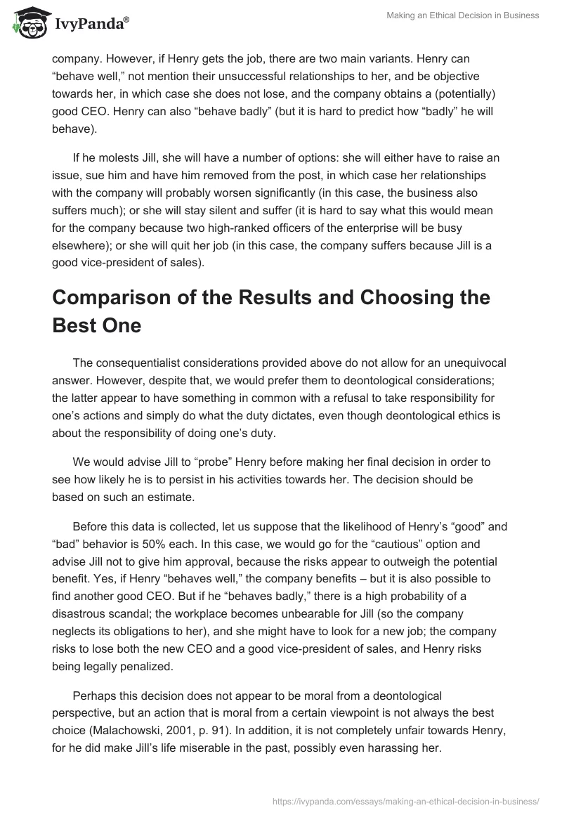 Making an Ethical Decision in Business. Page 3