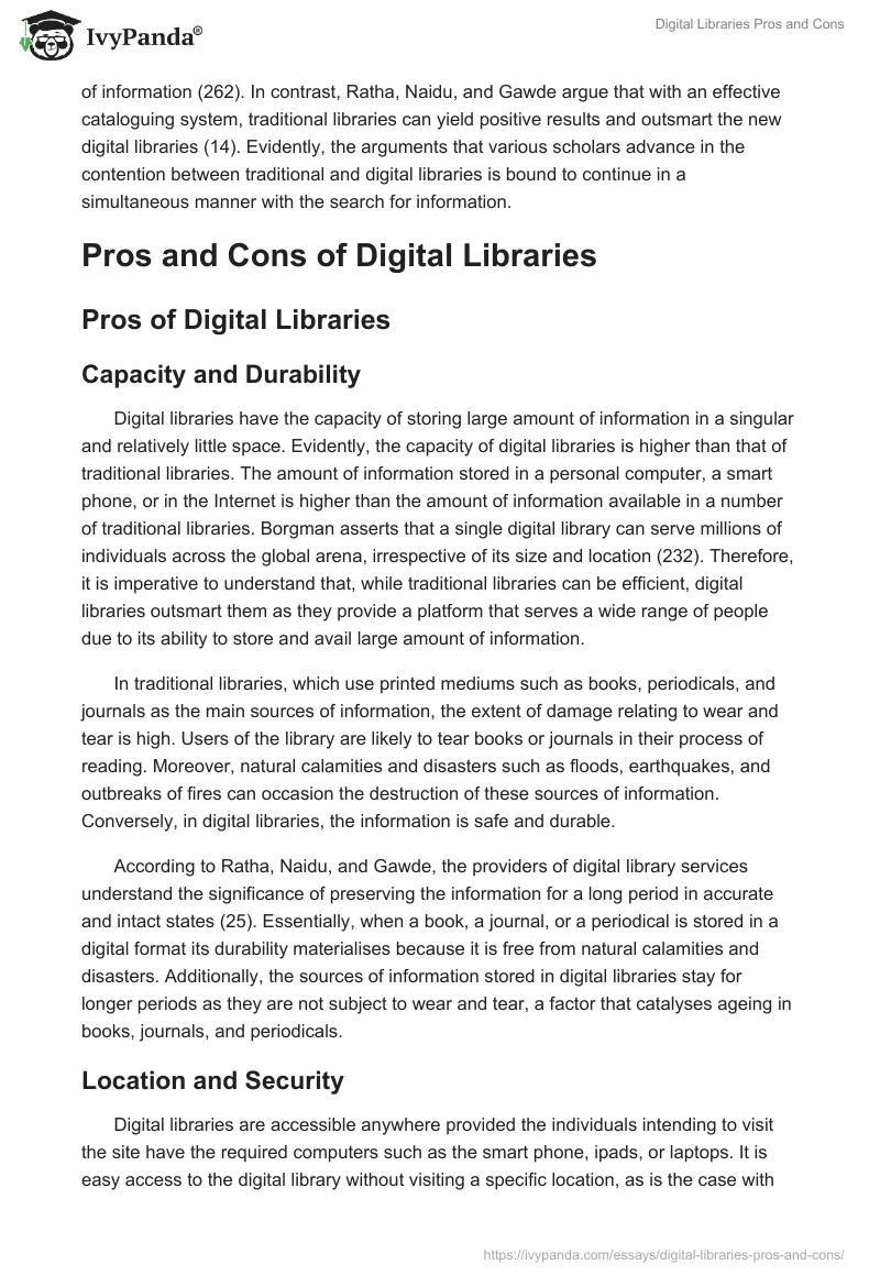 Digital Libraries Pros and Cons. Page 2