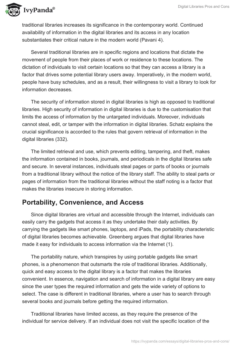 Digital Libraries Pros and Cons. Page 3
