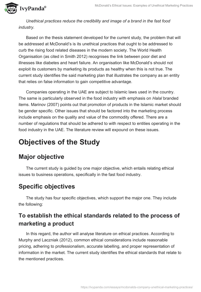 McDonald’s Ethical Issues: Examples of Unethical Marketing Practices. Page 4