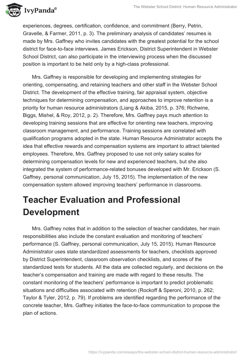 The Webster School District: Human Resource Administrator. Page 2