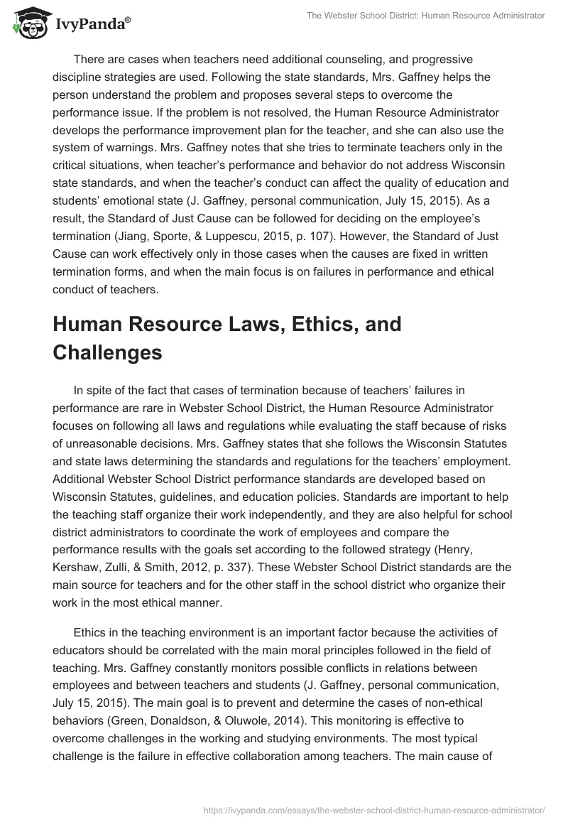 The Webster School District: Human Resource Administrator. Page 3