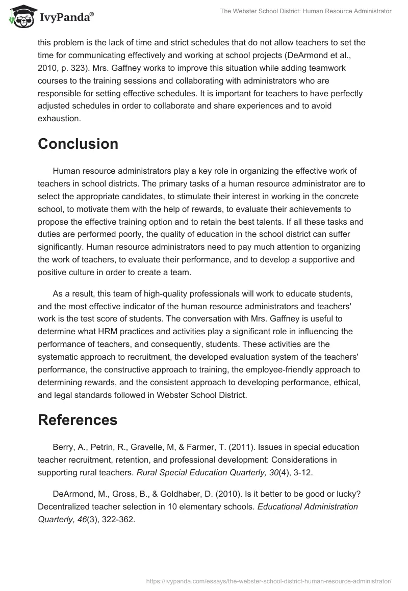 The Webster School District: Human Resource Administrator. Page 4