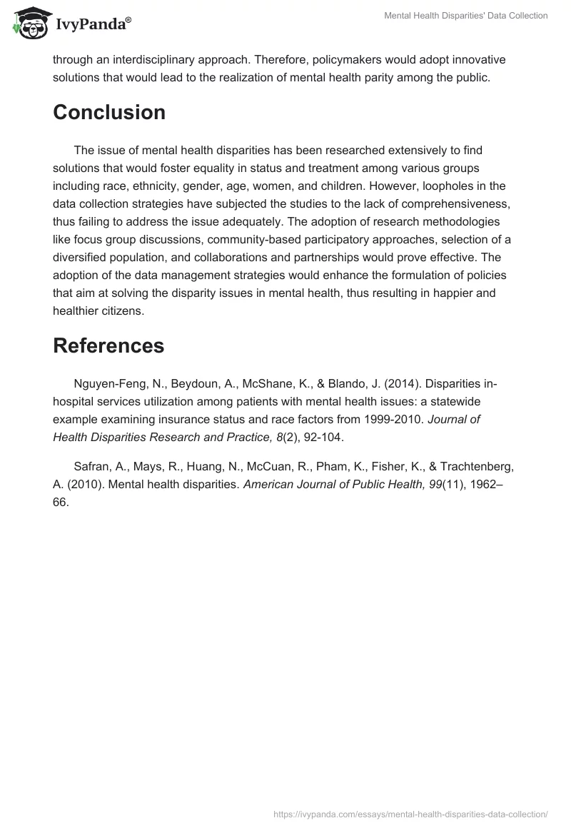 Mental Health Disparities' Data Collection. Page 5