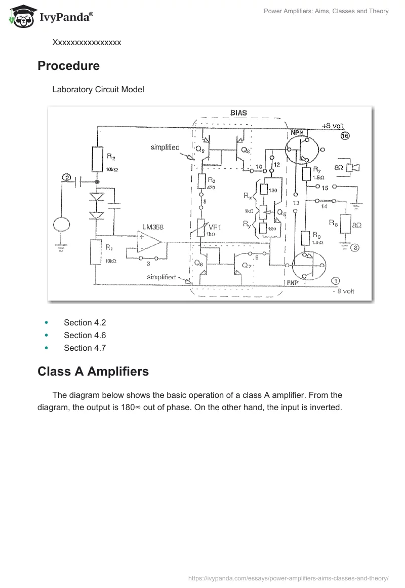 Power Amplifiers: Aims, Classes and Theory. Page 4