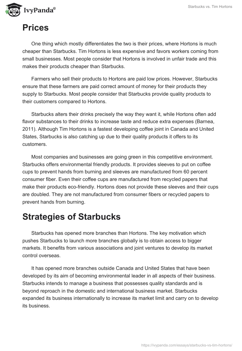 Starbucks vs. Tim Hortons. Page 2