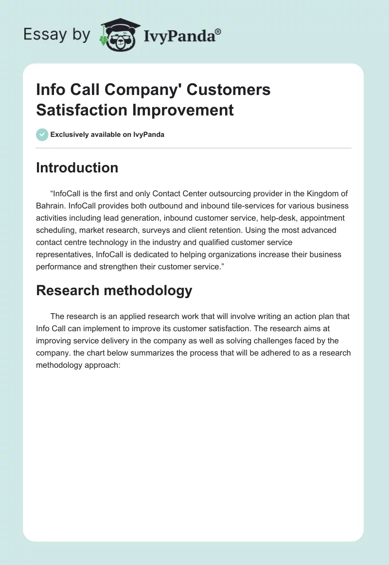 Info Call Company' Customers Satisfaction Improvement. Page 1