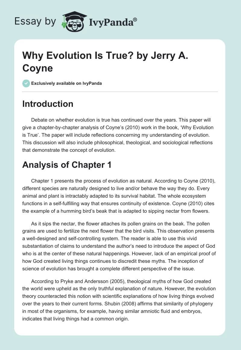 "Why Evolution Is True?" by Jerry A. Coyne. Page 1