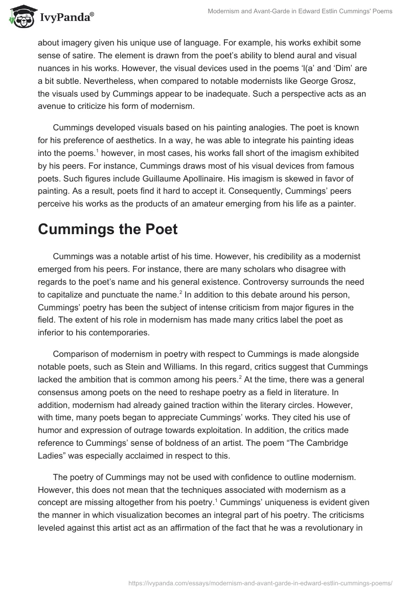 Modernism and Avant-Garde in Edward Estlin Cummings' Poems. Page 2
