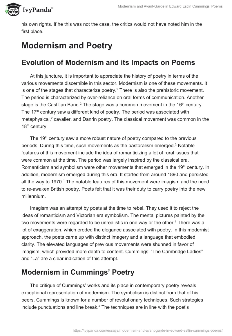 Modernism and Avant-Garde in Edward Estlin Cummings' Poems. Page 3