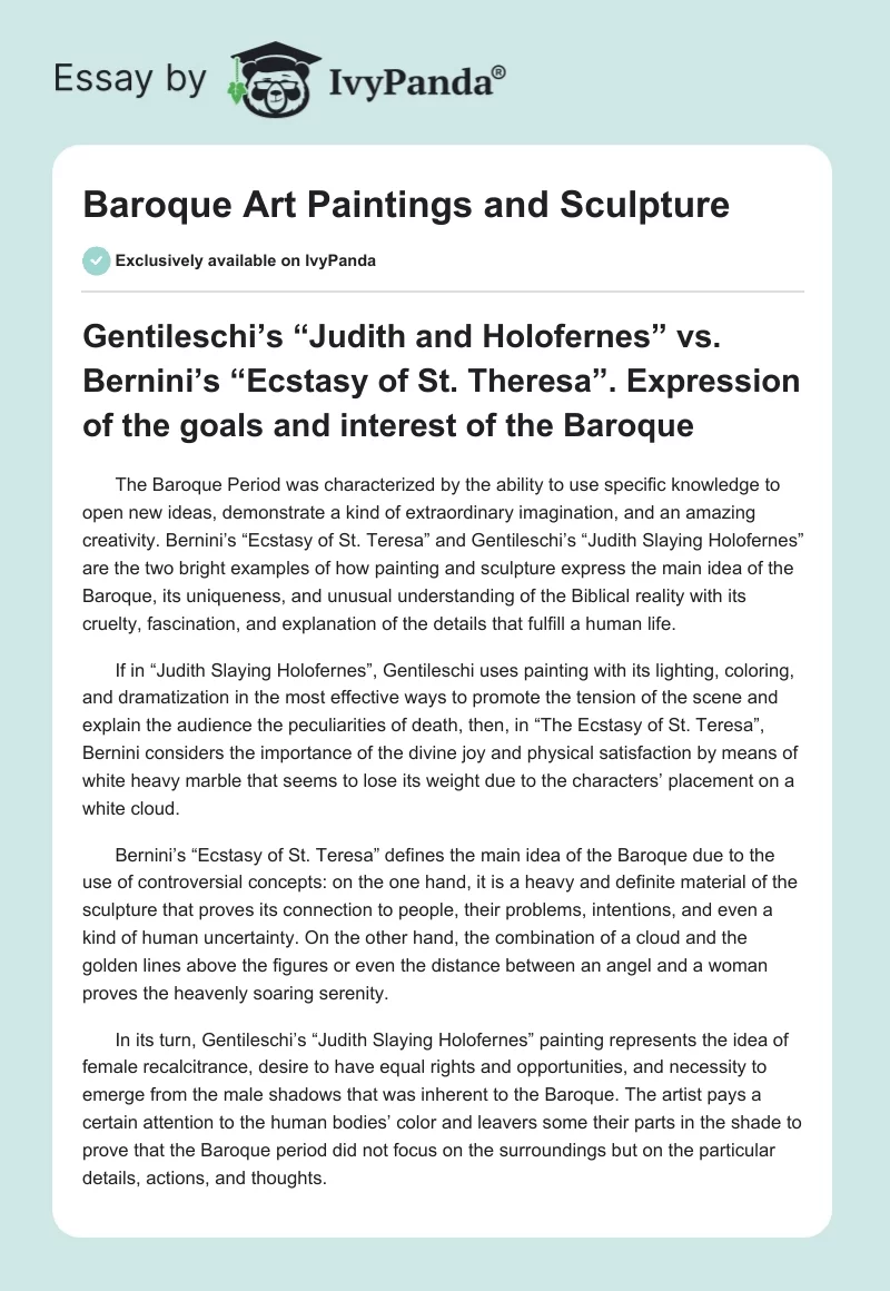 Baroque Art Paintings and Sculpture. Page 1