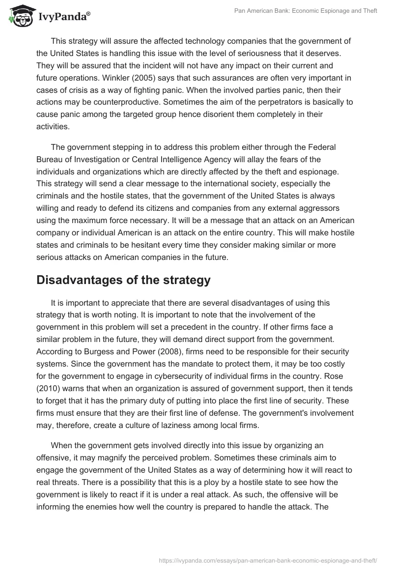 Pan American Bank: Economic Espionage and Theft. Page 4