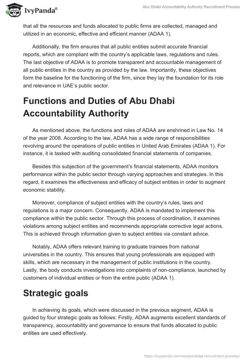 Abu Dhabi Accountability Authority Recruitment Process. Page 2