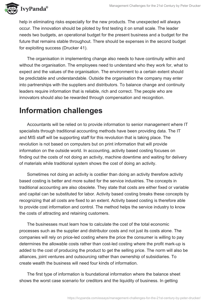 "Management Challenges for the 21st Century" by Peter Drucker. Page 4