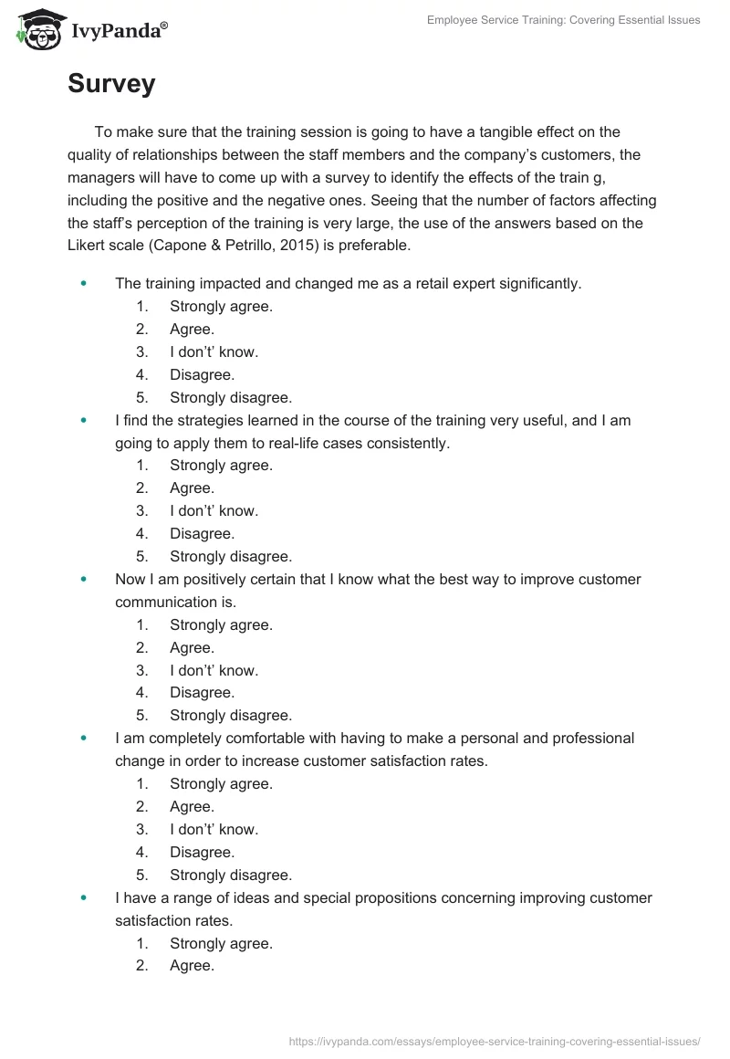 Employee Service Training: Covering Essential Issues. Page 5