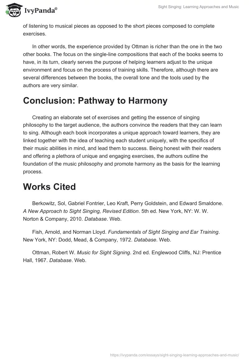 Sight Singing: Learning Approaches and Music. Page 4