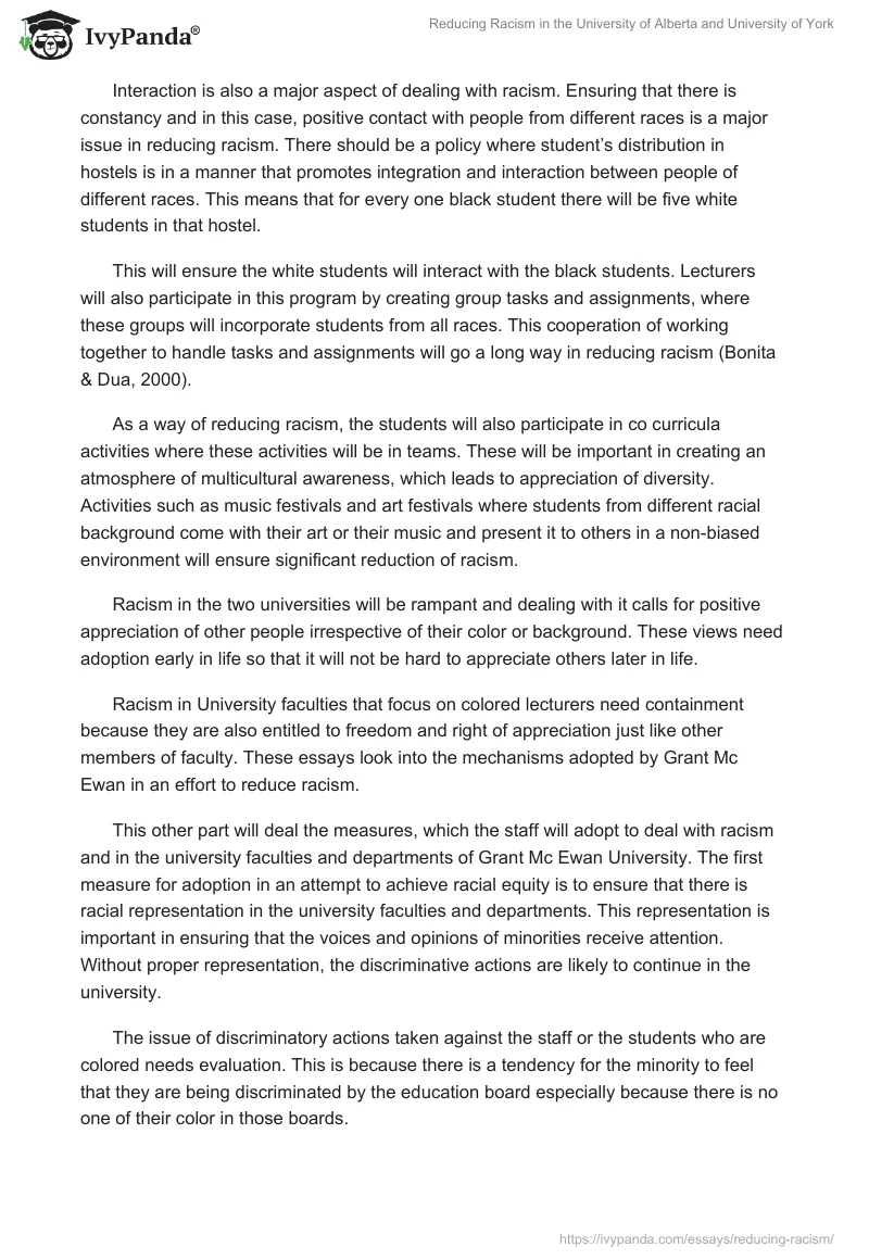 Reducing Racism in the University of Alberta and University of York. Page 2