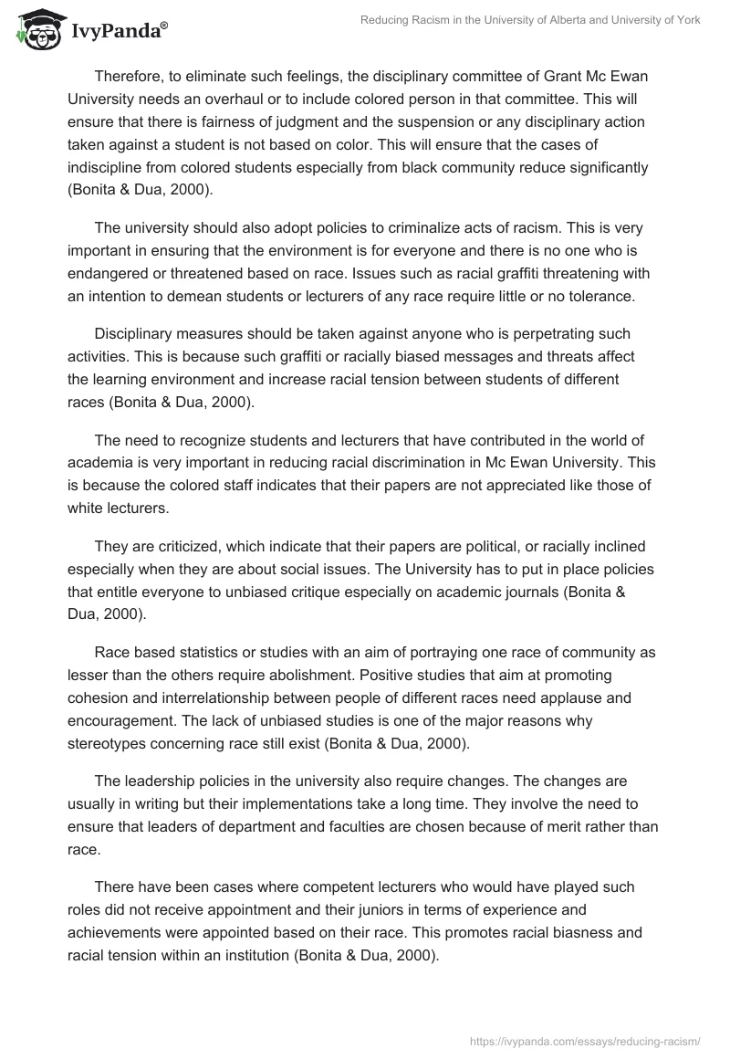 Reducing Racism in the University of Alberta and University of York. Page 3