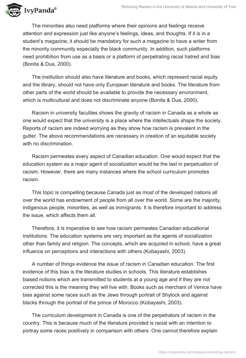 Reducing Racism in the University of Alberta and University of York. Page 4