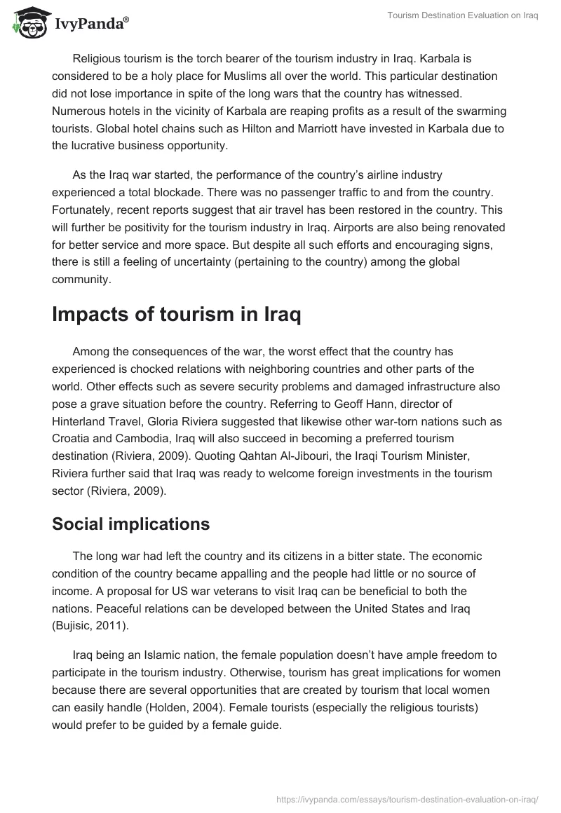 Tourism Destination Evaluation on Iraq. Page 2